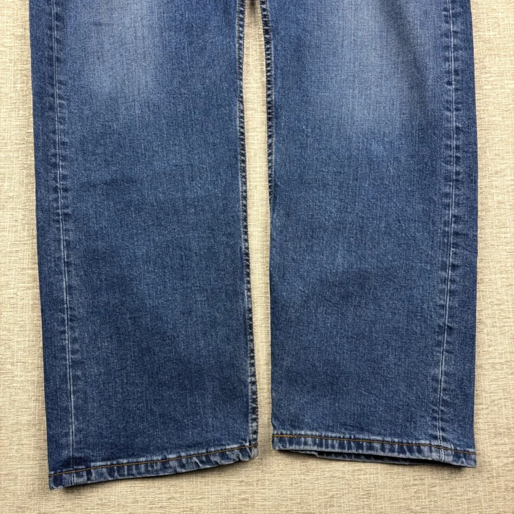 Levis 541 Athletic Taper Mens 42x32 Jean Dark Blue Wash Honeycombing Faded Denim